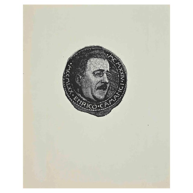 Giannetto Malmerendi, Portrait of Enrico Camangi, Original Woodcut, 1925 For Sale