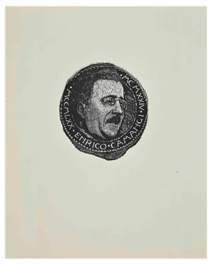Giannetto Malmerendi, Portrait of Enrico Camangi, Original Woodcut, 1925