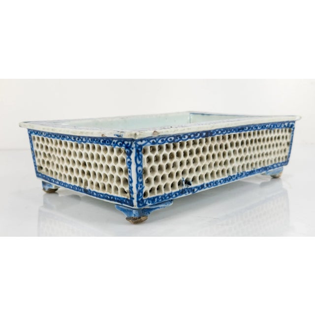 We are selling this cool Japanese blue and white rectangular low Jardinière. This unusual Japanese planter is made of...
