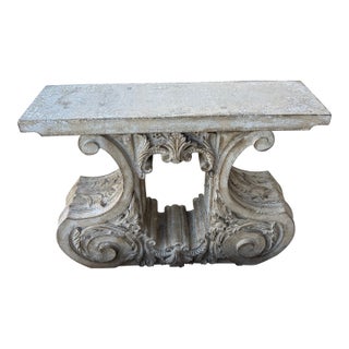 1990s Solid Stone Architectural Pedestal Console Garden Base For Sale