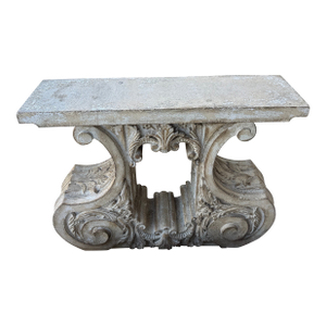 1990s Solid Stone Architectural Pedestal Console Garden Base