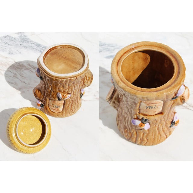 1950s Portuguese Palissy Ware Faux Bois Honey Pot For Sale - Image 12 of 13