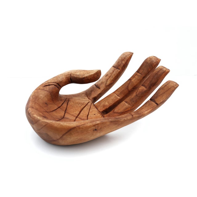 Wood Large Vintage Wood Hand, Tray For Sale - Image 7 of 10