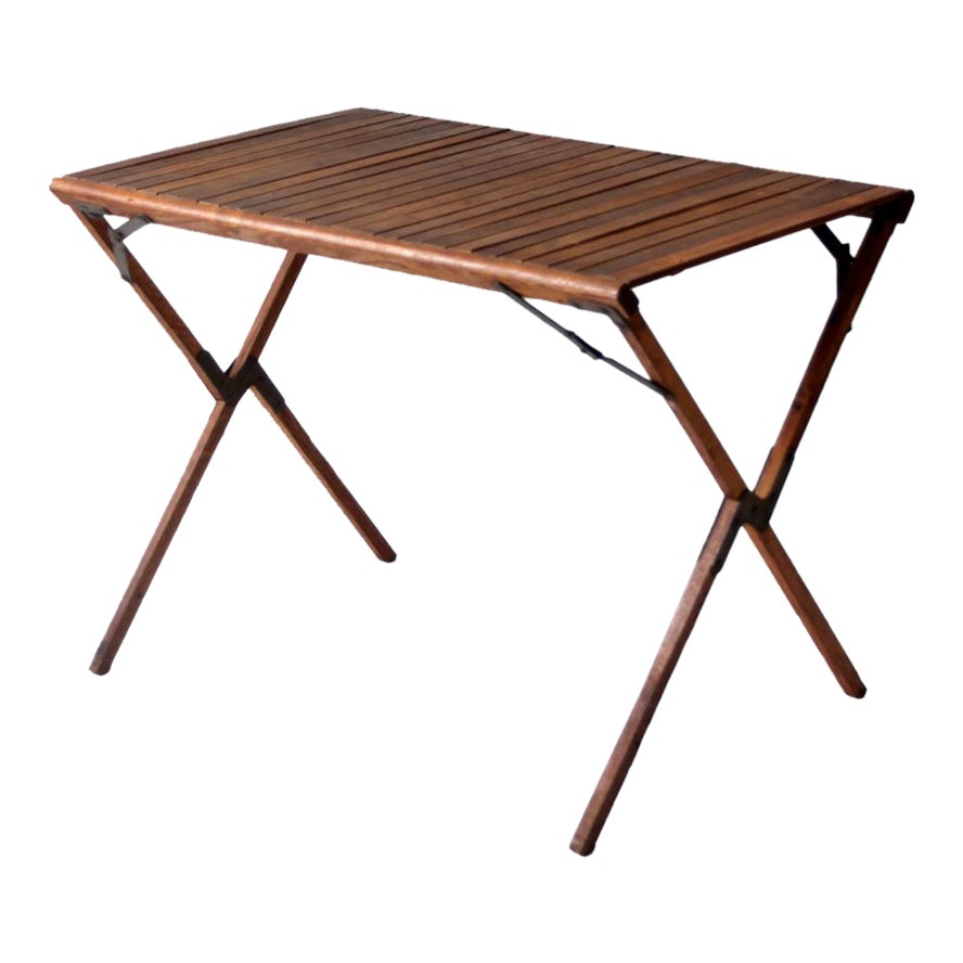 Vintage Wood Folding Table With Roll Top Chairish