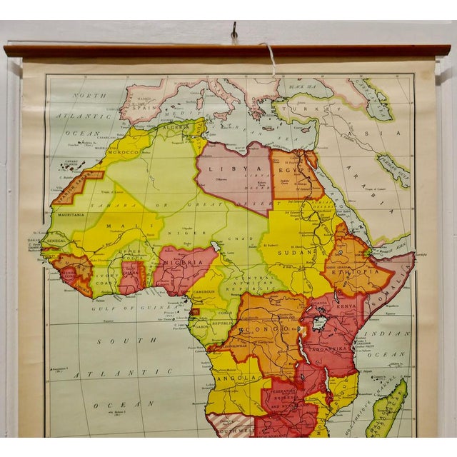 Large University Chart Africa by Bacon, 1920s For Sale - Image 3 of 6