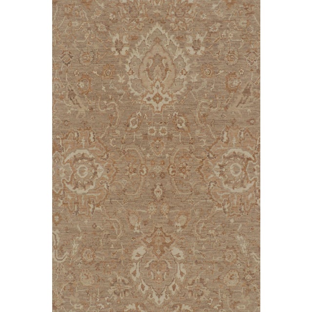 Rug & Kilim’s Oushak-Inspired Rug in Beige and Gold Floral Patterns For Sale In New York - Image 6 of 10