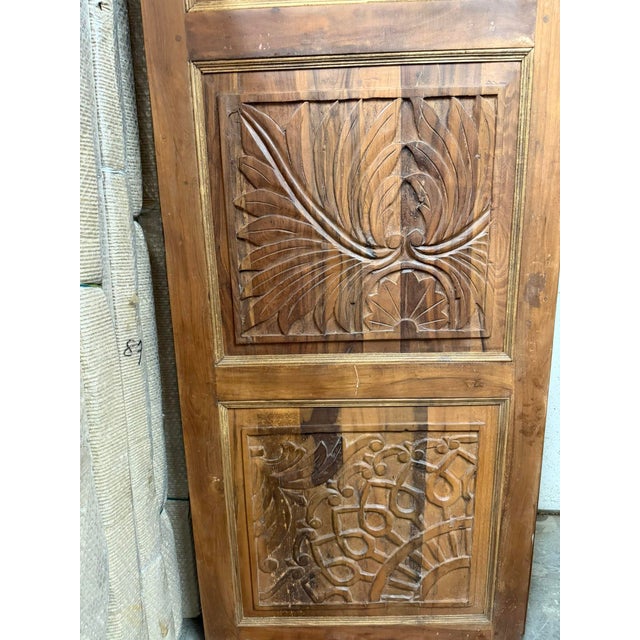 Rustic Modern Floral Carved Wooden Entry Door Panels 80x30 For Sale In Orlando - Image 6 of 10