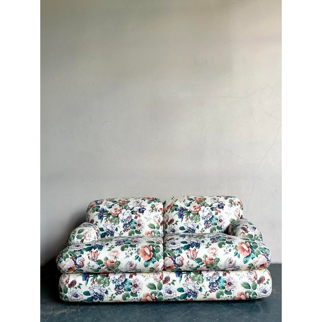 Late 20th Century Vintage Regency Judith Norman Printed Floral Loveseat For Sale - Image 5 of 12