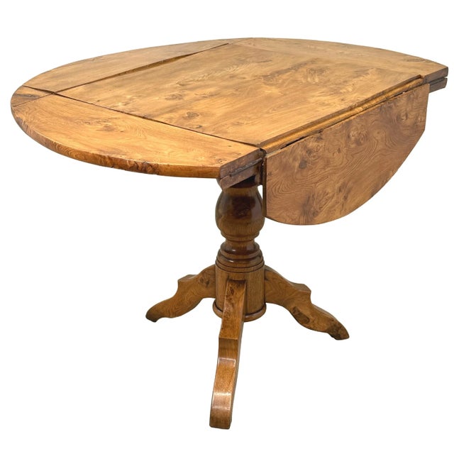 Wood French Provincial Elm Dropleaf Centre Table, 1850s For Sale - Image 7 of 13