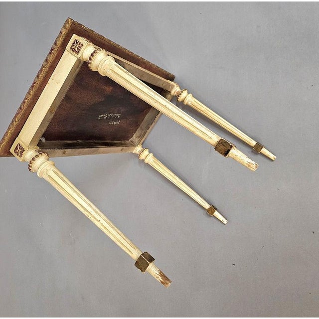 Gold Neoclassical Painted Nesting Tables with Gold Leaf Tops, Set of 2 For Sale - Image 8 of 18