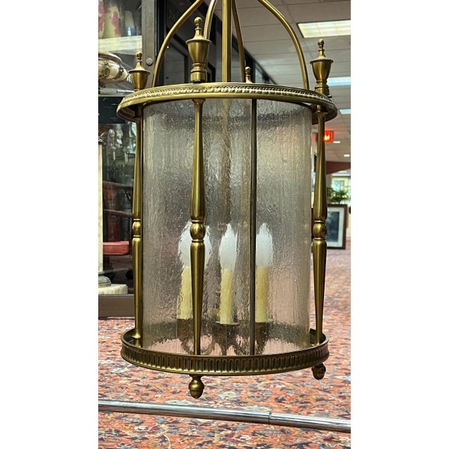 Traditional Vintage Brass six lighLantern in English Regency Georgian American Federal Style For Sale - Image 3 of 12
