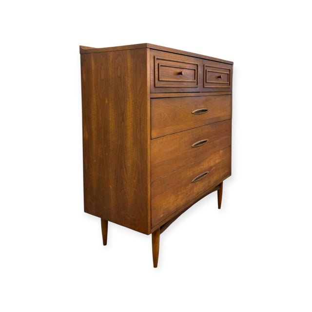 Vintage Mid Century Modern Broyhill Sculptra Walnut Highboy Dresser. For Sale - Image 10 of 10