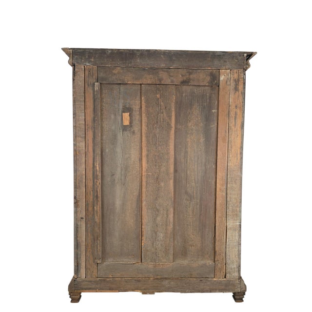 French Carved Oak and Walnut Armoire with Mask and Cartouches, 1700s For Sale - Image 9 of 10