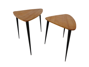 Mid-Century Triangular Birch Side Tables, 1960s, Set of 2