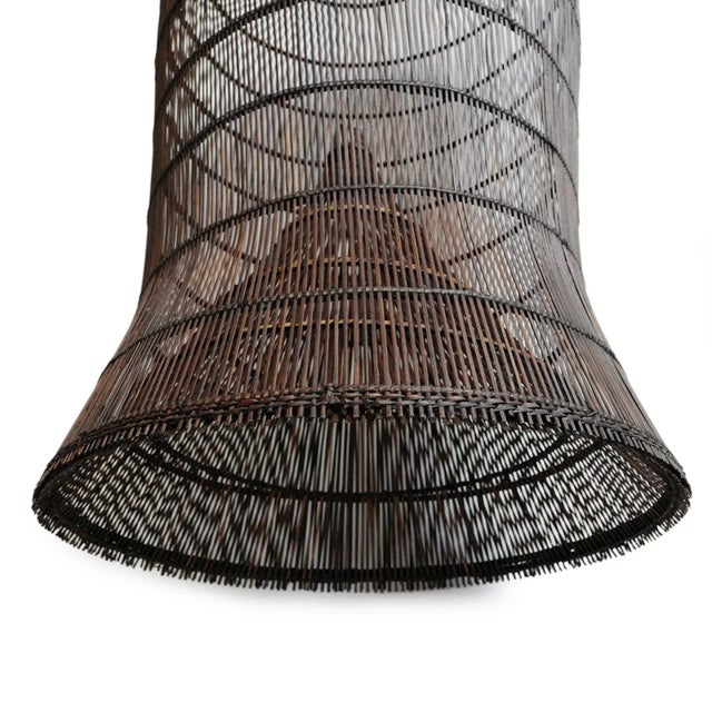 Modern Auburn Wicker Fish Basket Pendant Light Large For Sale - Image 3 of 9