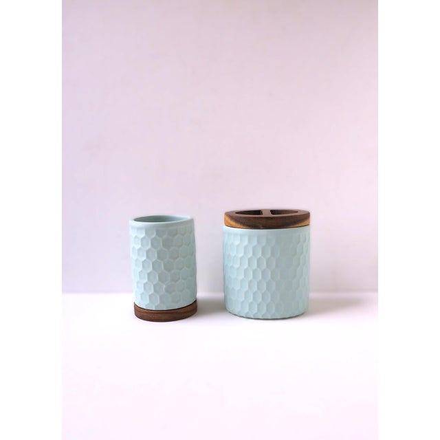 Contemporary Bathroom Vanity Cup Toothbrush Holder Set For Sale - Image 3 of 9