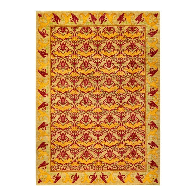 Arts & Crafts Hand Knotted Area Rug, Red - 9' 0" x 11' 10" For Sale - Image 9 of 9
