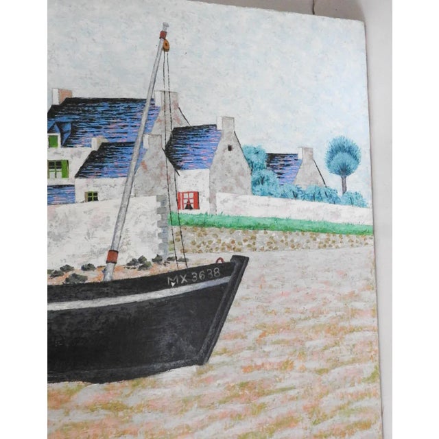 Textile Mid 20th Century French Harbor Painting For Sale - Image 7 of 10