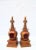 Antique pair of Sino-Tibetan Stupas. Small repousse handmade relics. handmade in copper metal with gold lacquered and red-...