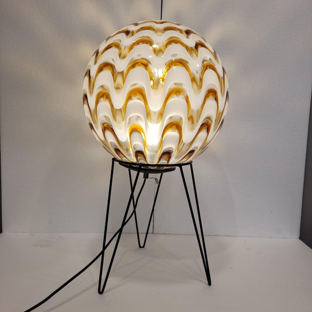 Metal Vintage Italian Table Lamp in Murano Glass, 1970s For Sale - Image 7 of 18