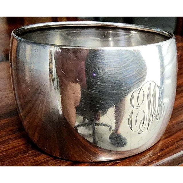 Silver Antique 19th Century Fine Sterling Silver Etched Napkin Ring For Sale - Image 8 of 8