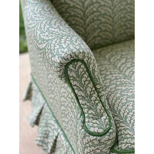 Green Custom Upholstered Skirted Wingback Desk Chair For Sale - Image 8 of 12