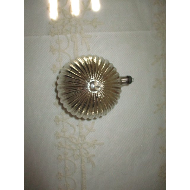 Traditional Vintage German Glass Diorama Ribbed Back Wired Yellow Ball Christmas Ornament For Sale - Image 3 of 5