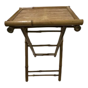 Folding Bamboo Side / Drink Table , Peg Construction