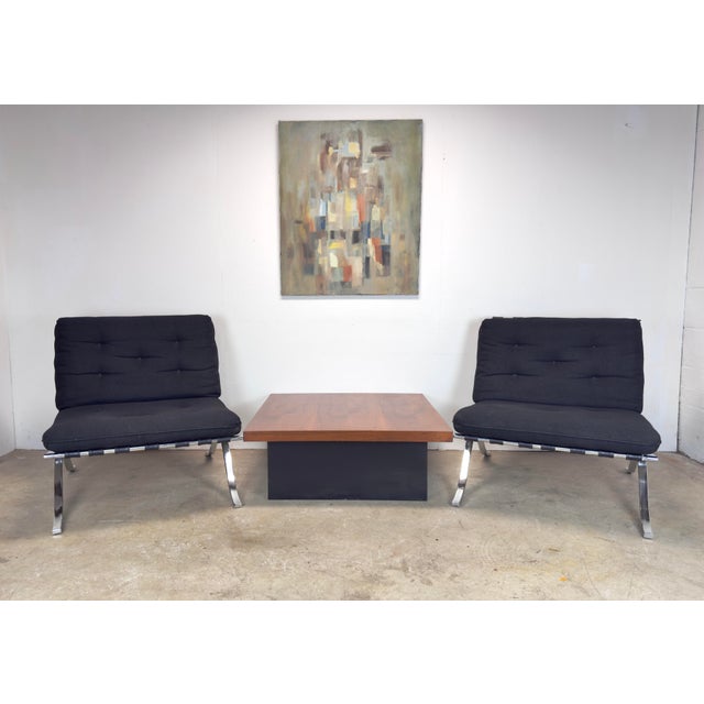 Mid Century Modern Barcelona Style Lounge Chairs by Selig Made in Italy For Sale - Image 9 of 12