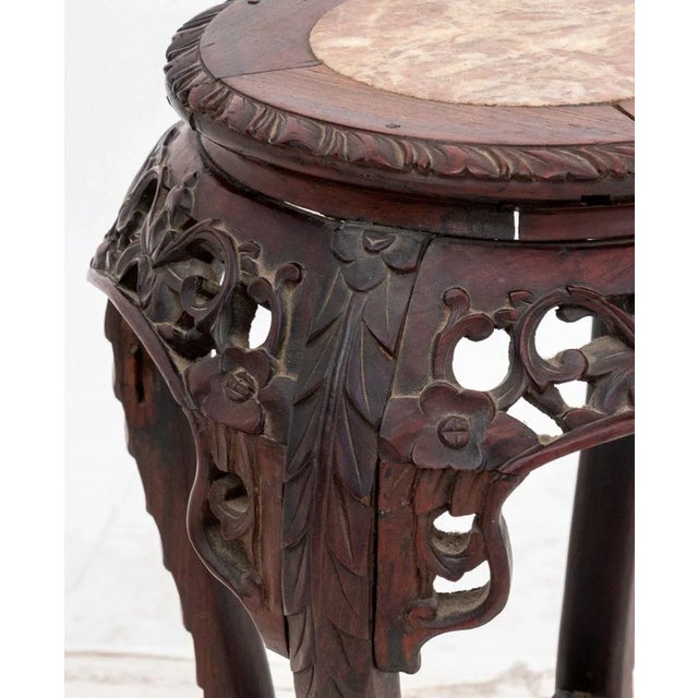 19th Century Chinese Marble Inset Rosewood Pedestal Table For Sale - Image 5 of 6