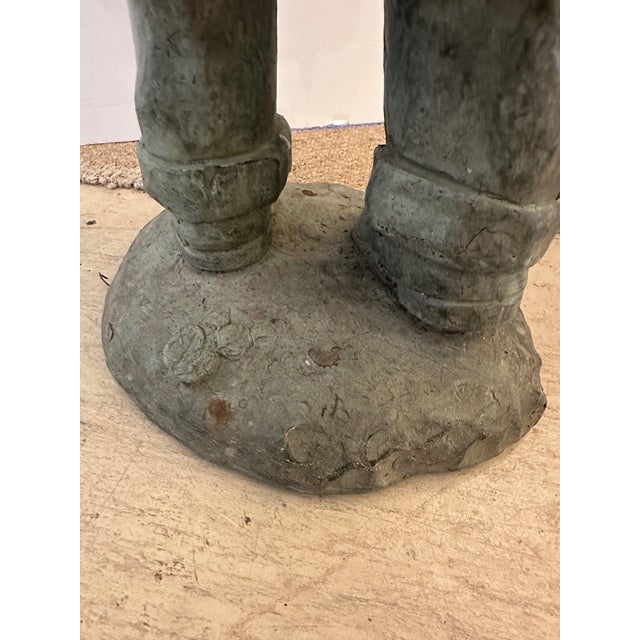 Vintage Bronze Garden Statue Fountain of Young Girl With Watering Can For Sale - Image 10 of 11