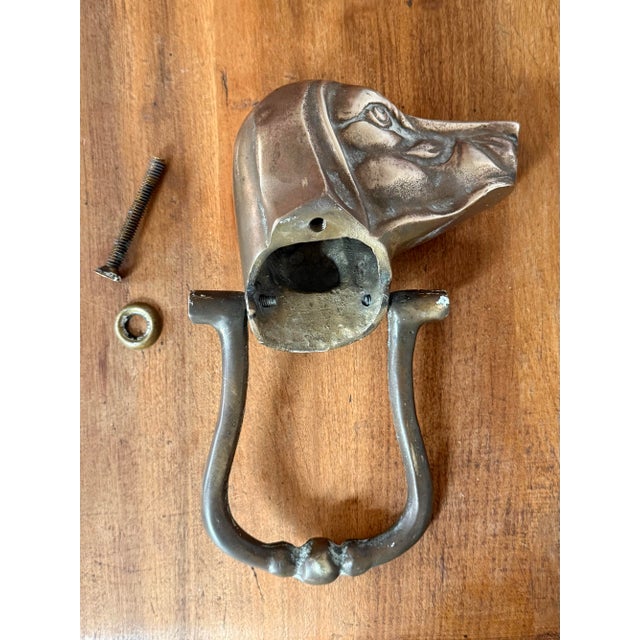 Mid 20th Century Vintage Solid Brass Dog Door Knocker For Sale - Image 5 of 6