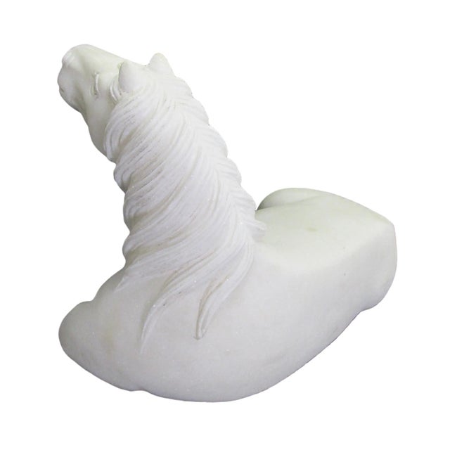 2010s High Hand Carved White Marble Stone Carving Horse Animal Statue For Sale - Image 5 of 7