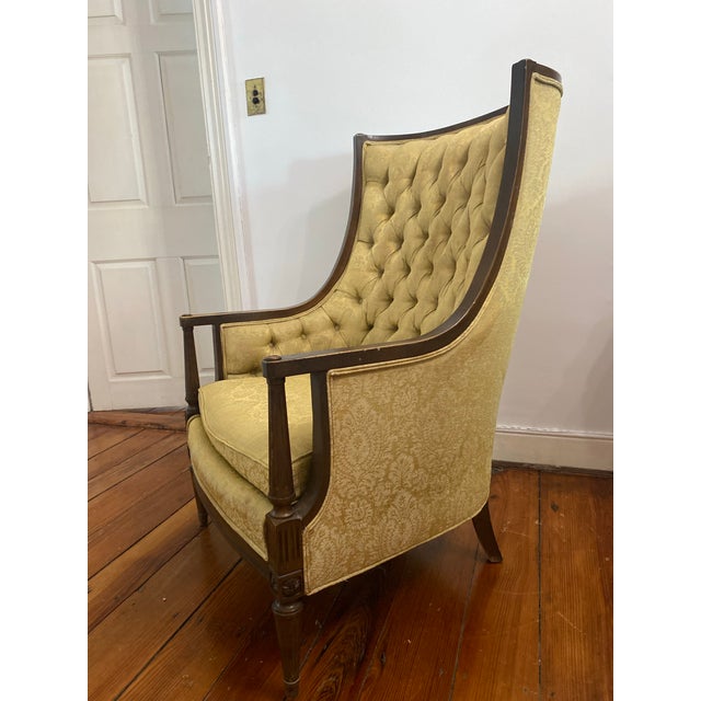 Regency or Louis XVI Style Traditional Tufted Armchair, High Back mid-century traditional style tufted armchair Regency or...