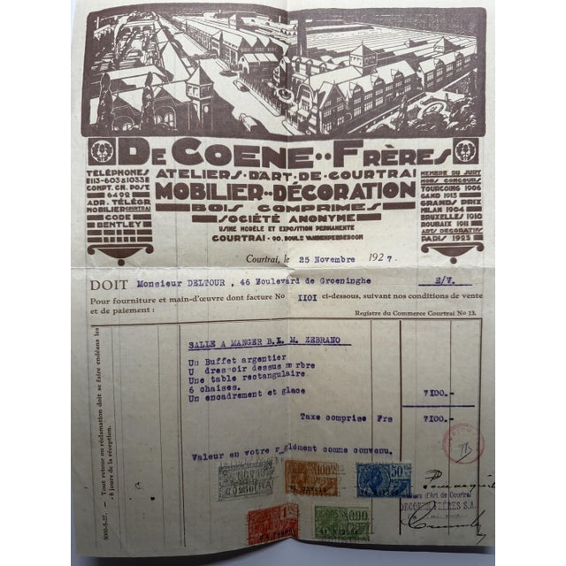 De Coene Frères Vollständiges b.l.m. Zebrano Speisezimmer, Kortrijk 1927, 1920s, Set of 7 For Sale - Image 13 of 18