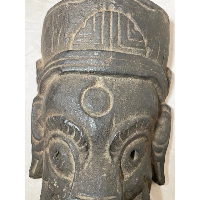 Wood Antique 19th Century Hand Carved Myanmar Burmese Wood Ganesha Mask With Wax Seal For Sale - Image 7 of 15
