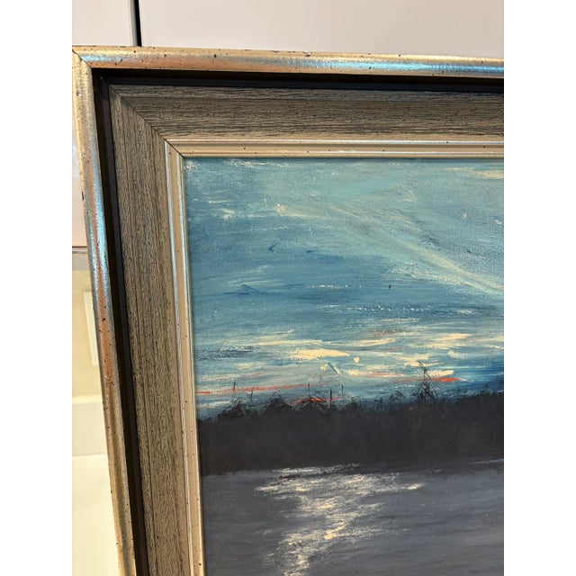 1971 Twilight On A Lake Sailboat & Moody Original Oil Painting Signed “Twilight On A Lake” is an atmospheric oil painting...
