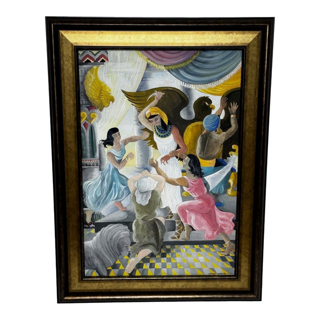 Signed Mid-Century British Surrealist Watercolour Death of Cleopatra Framed For Sale