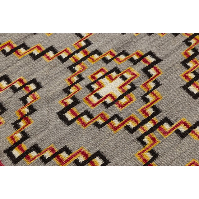 Contemporary Modern Southwest Navajo-Style Geometric Handmade Wool Accent Rug For Sale - Image 9 of 9