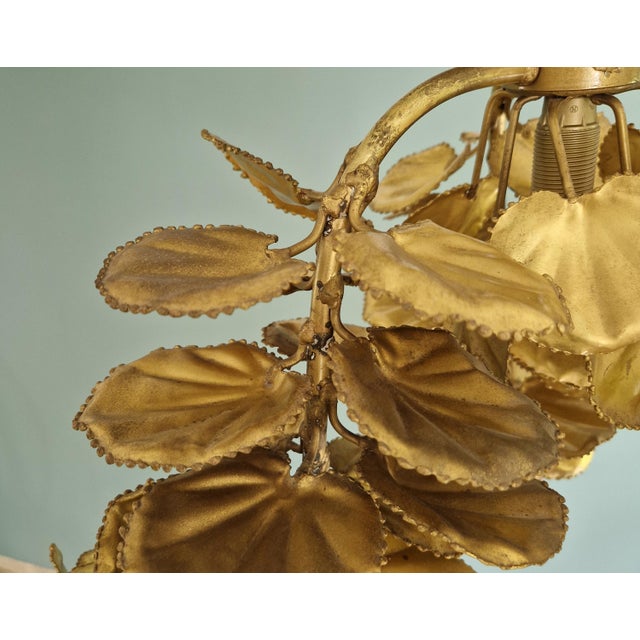 Large Brutalist Brass Chandelier with Floral Decoration, 1970s For Sale - Image 4 of 18