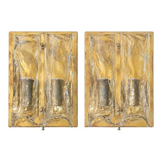 Pair Italian Murano Glass Sconces in Style of Toni Zuccheri for Mazzega, 1970's. For Sale