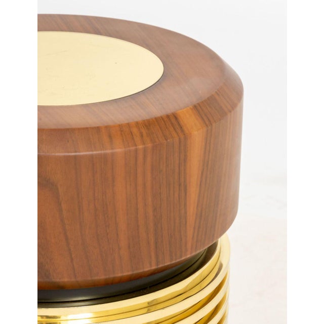 Hannoi Walnut and Gold-Tone Brass Side Table For Sale - Image 4 of 7