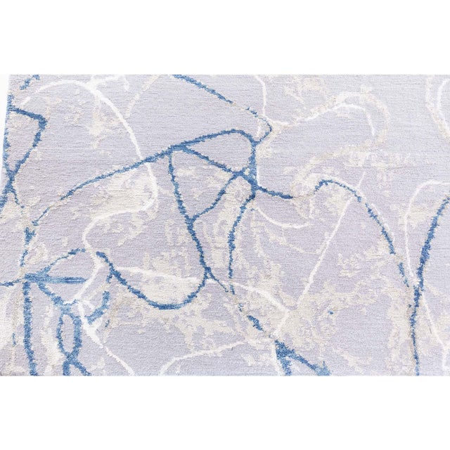 Early 21st Century Modern Tibetan Ink Ondulations Hand-Knotted Wool & Silk Rug by Doris Leslie Blau For Sale - Image 5 of 7