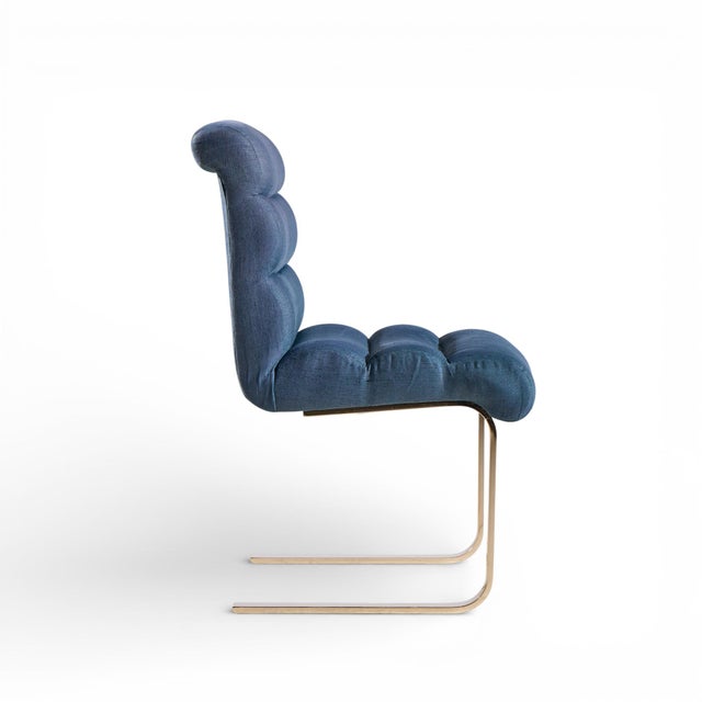 Metal Frank Mariani Lugano Mid Century Brass Cantilever Dining Chairs - Set of 4 For Sale - Image 7 of 13