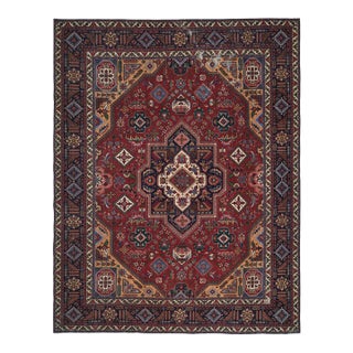 1970s Vintage Persian Handmade Wool 10x13 Red Area Rug For Sale