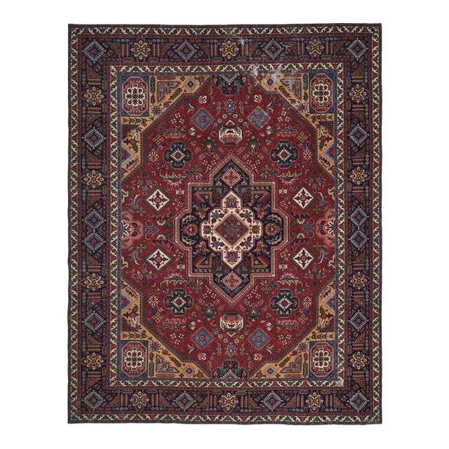 1970s Vintage Persian Handmade Wool 10x13 Red Area Rug For Sale