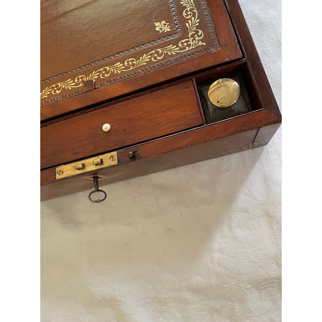 Early 19th Century English Mahogany & Brass-Inlaid Writing Slope/Lap Desk For Sale - Image 14 of 18