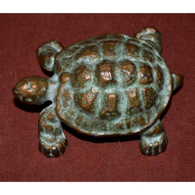 Vintage Small Set of Three Brass & Bronze Assorted Turtles For Sale - Image 12 of 12