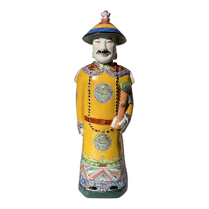 Vintage Large Porcelain Chinese Wucai Nobleman Statue