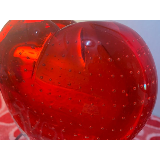 Murano Murano Red & Clear Bulacante Heart Vase For Sale - Image 4 of 12